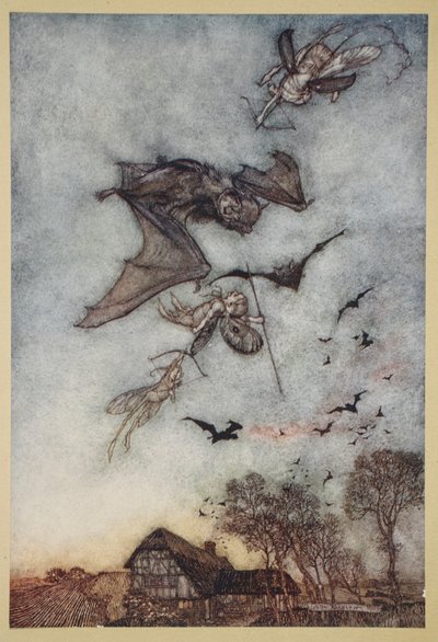 Une guerre avec des chauves-souris pour leurs ailes de cuir, illustration de 